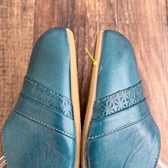 Miz Mooz Jay Mary Jane Pump Heel Embossed Leather Retro Size 9.5 EU 40.5 in Teal - Picture 7 of 16